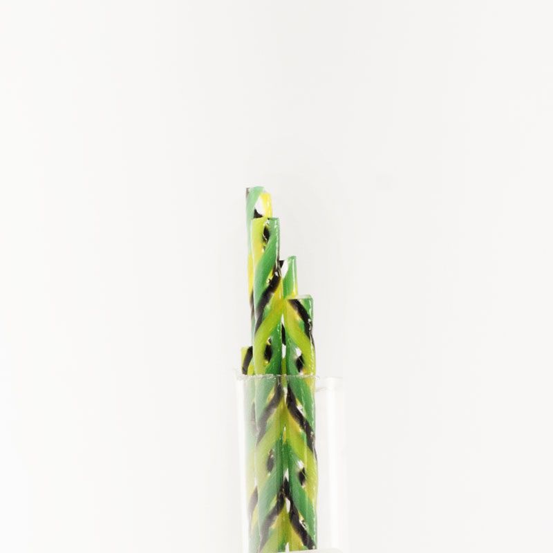 Twisted Glass Cane: Jade, Spring Green & Black (CoE90) - Warm Glass